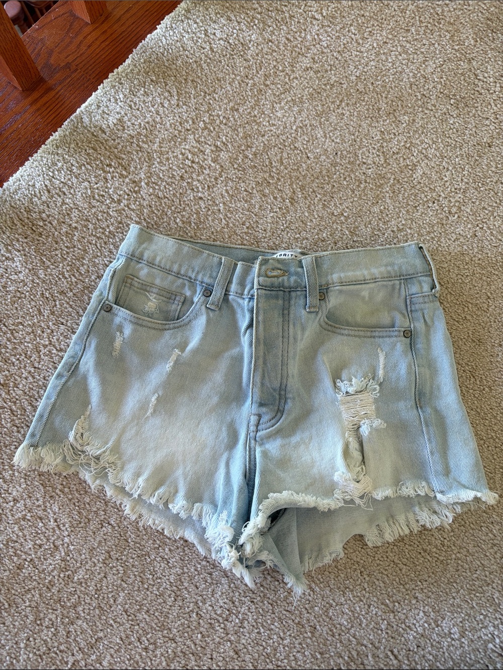 Celebrity Pink Light Blue Distressed Denim Cutoff Shorts